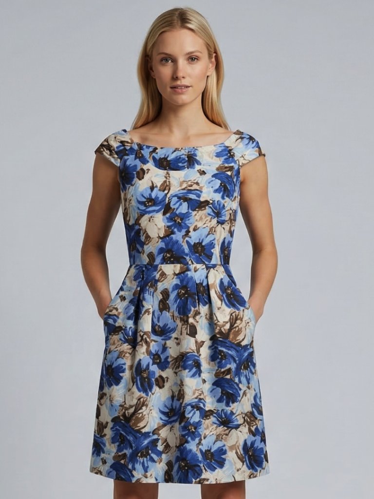 100% Silk Floral Dress Fully Lined Midi Size 10